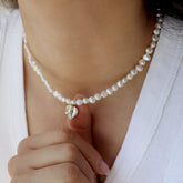 Heart Initial Necklace with Pearl BlackSugar-Shop our personalized jewelry, the perfect gift for every occasion